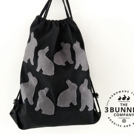 the3bunnies.co - rabbit drawstring tote bag